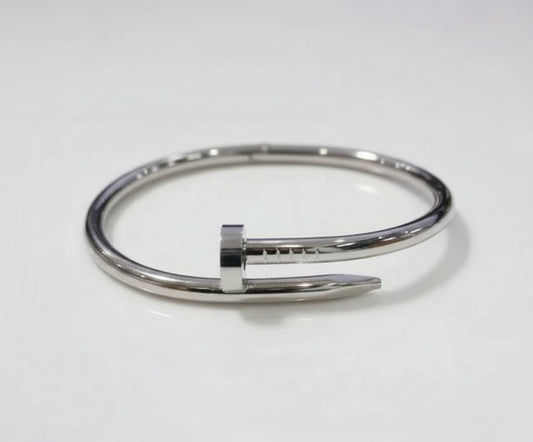 Silver bracelet on a white background